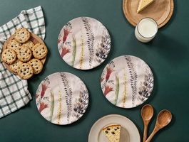 Hermia Juego de Platos de Postre Wheat Leaf, 6 Piezas, Multicolor
